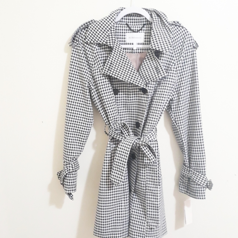 BCBGeneration black white houndstooth trenchcoat